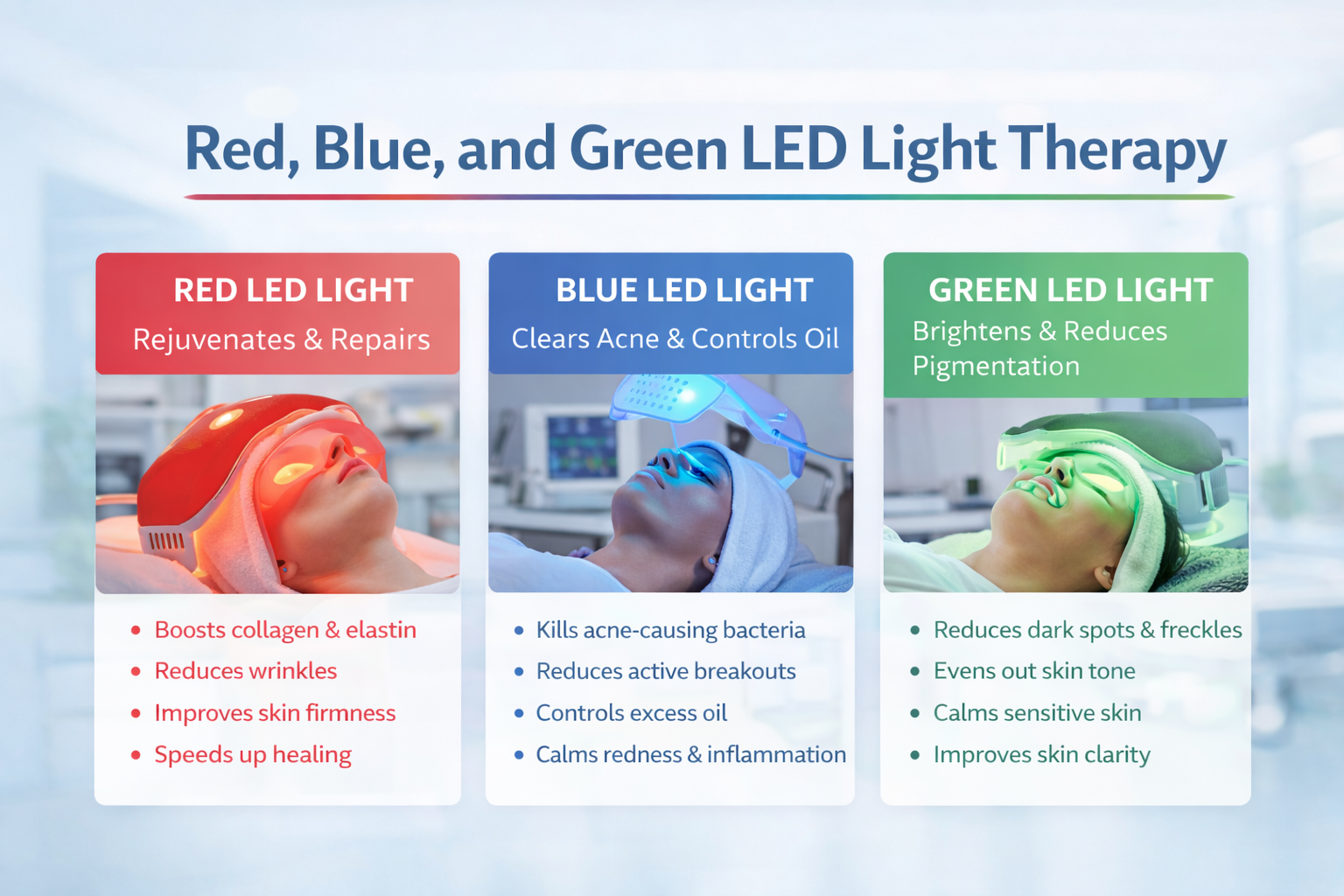 Red, Blue, and Green LED Light Therapy: What Each Color Does